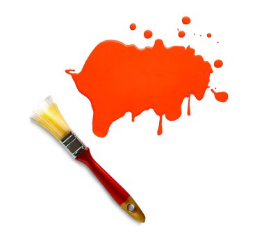 Nokta boya ve fırça beyaz arka plan üzerinde