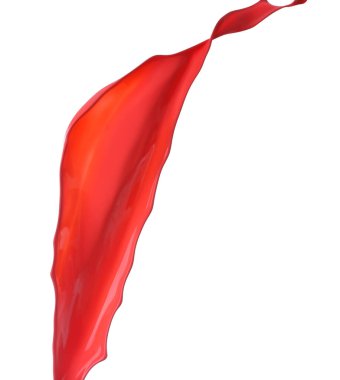 Beyaz arka planda kırmızı boya sıçraması, yakın plan.