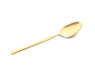 Beyaz arkaplanda şık altın kaşık