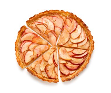 Beyaz arkaplanda tatlı elmalı turta kes