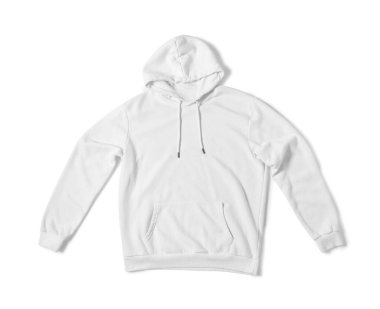 Beyaz arka planda şık kapüşonlu