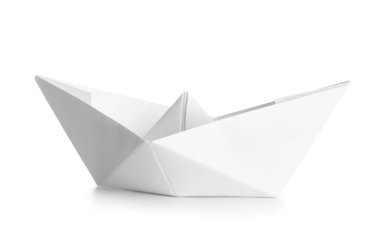 Beyaz arka plan üzerinde Origami tekne