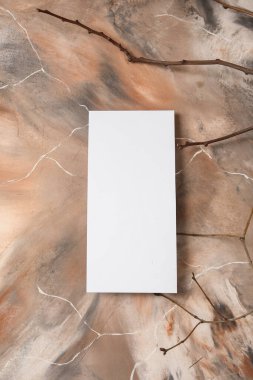 Blank card with tree branches on grunge background