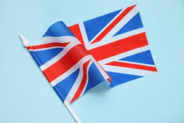 Flag of the United Kingdom on light blue background