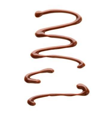 Swirl of tasty melted chocolate on white background