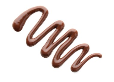 Swirl of tasty melted chocolate on white background