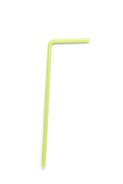 Beyaz arkaplanda yeşil plastik pipet