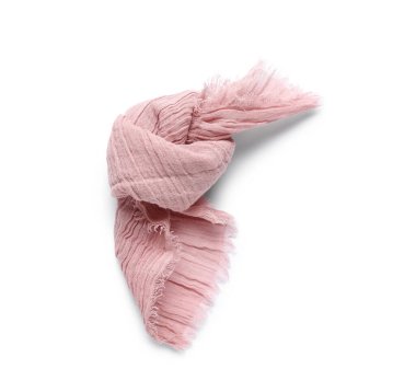 Pembe peçete beyaz arkaplanda izole edilmiş.