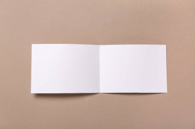 Kahverengi arkaplan üzerine boş broşür