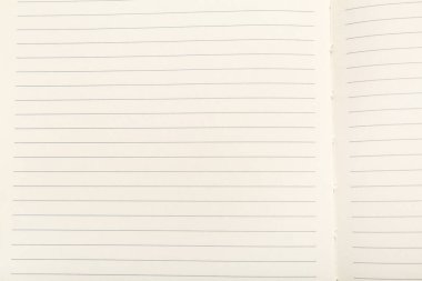 Boş satırlı defter sayfası arkaplan olarak, üst görünüm