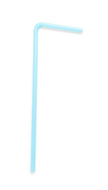 Beyaz arkaplanda mavi plastik pipet
