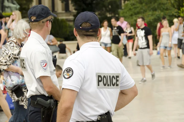 Paris, France-August 16, 2013: French police patrol in the center of Paris