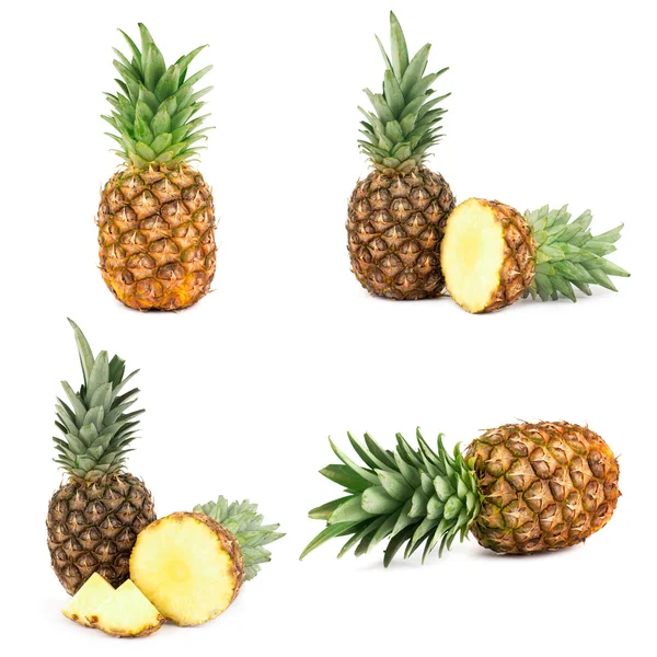 Collage of ripe pineapple isolated on a white — Stock Photo, Image