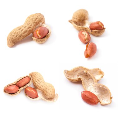 Beyaz arka plan üzerinde izole fıstık kümesi