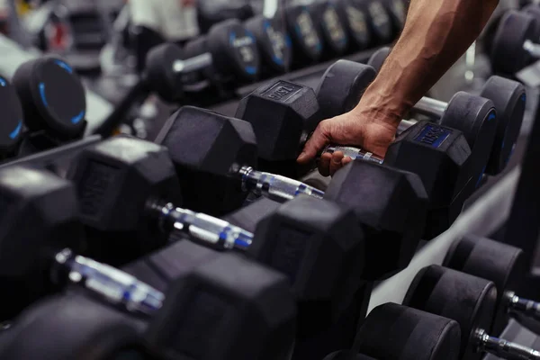 Rows Dumbbells Gym Hand — Stock Photo, Image