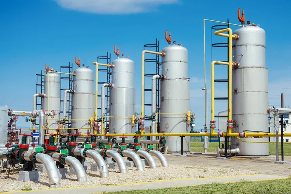 Industria Petrolifera Impianto Raffinazione Petrolio Gas — Foto Stock