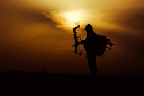 Silhouette Bow Hunter — Stock Photo, Image