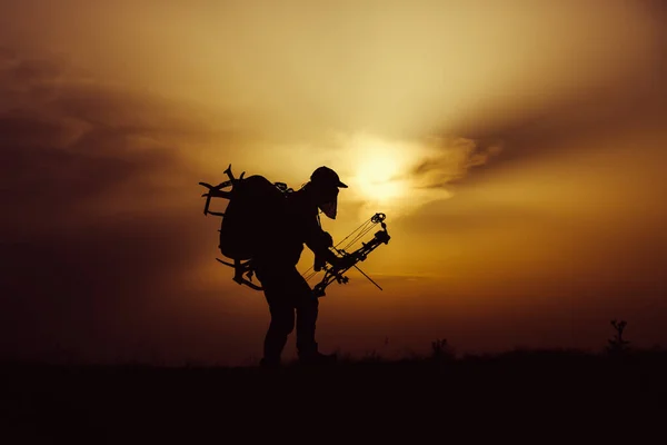 Silhouette Bow Hunter — Stock Photo, Image