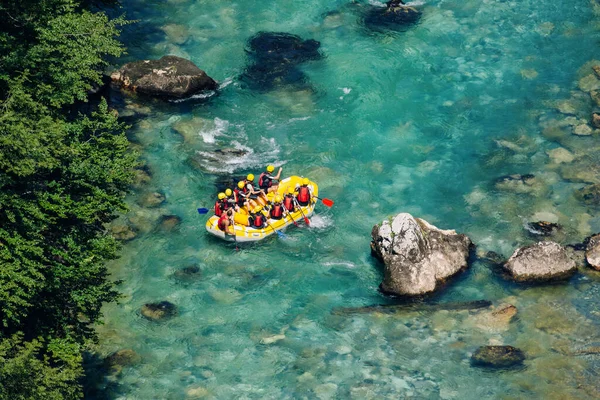 Equipa Rafting Desporto Aquático Extremo Verão Vista Superior — Fotografia de Stock