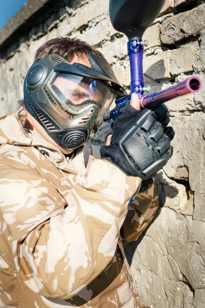 Jogador de esporte Paintball — Fotografia de Stock