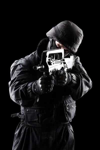 Spec ops soldier on black background — Stock Photo, Image