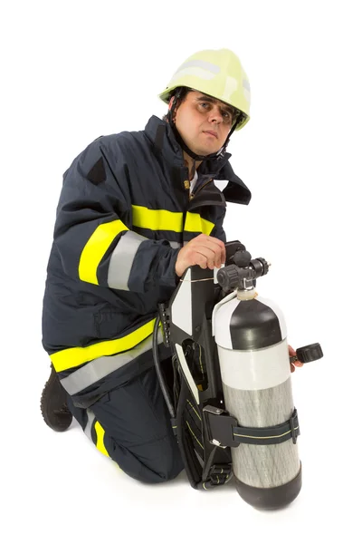 Пожарный в белой форме — стоковое фото