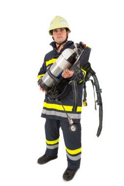 itfaiyeci üniforması içinde beyaz izole