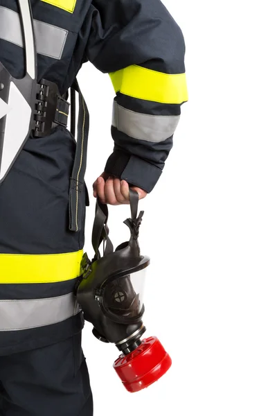 Pompiere in uniforme isolato in bianco — Foto Stock