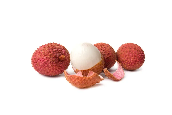 Lychees üzerinde beyaz izole — Stok fotoğraf