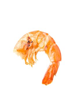 ızgara karides üzerinde beyaz izole