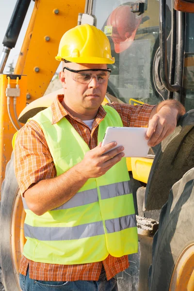 Architect On Building Site Using Digital Tablet — Stock Photo, Image