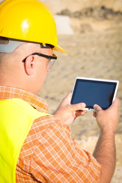 Architect On Building Site Using Digital Tablet — Stock Photo, Image