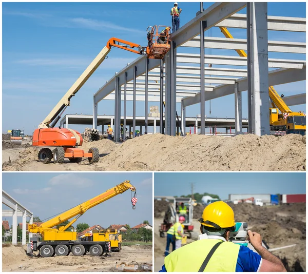 Mobiele kraan op de bouwplaats — Stockfoto