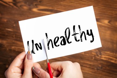 Eller kadın kesme kartı sağlıksız kelime ile