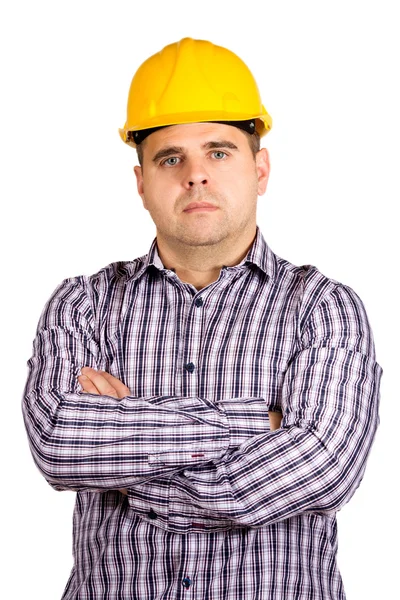 Portrait of an handsome engineer isolated on white — Stock Photo, Image