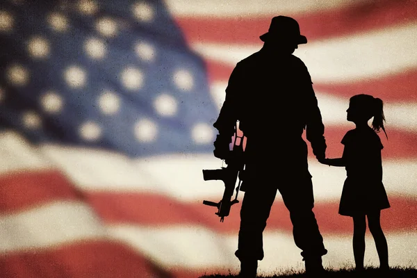 American soldier silhouette — Stock Photo, Image