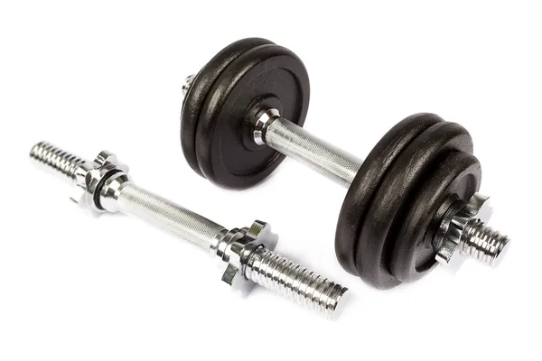 Fitness exercise equipment dumbbell weights on white background — Φωτογραφία Αρχείου