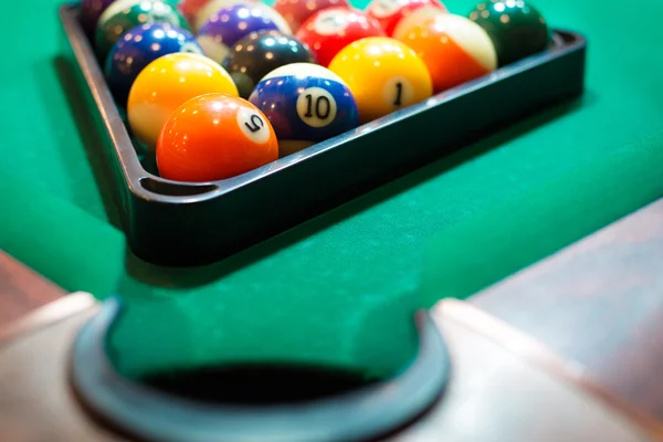 Billiard balls in a pool table — Stock Photo, Image