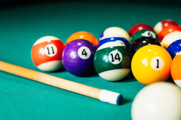 Billiard balls in a pool table — Stock Photo, Image