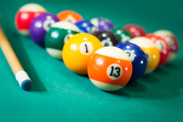 Billiard balls in a pool table — Stock Photo, Image