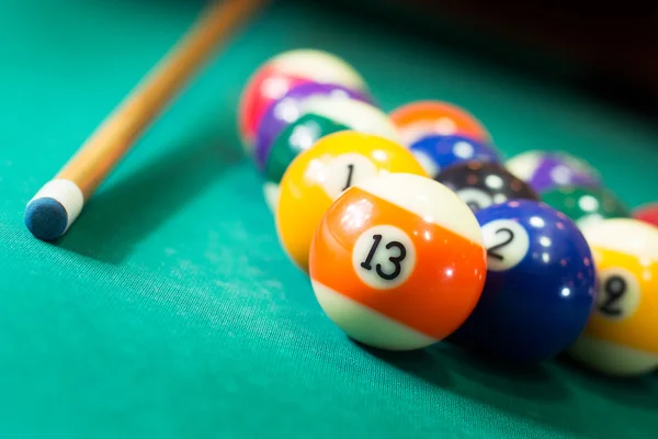 Billiard balls in a pool table — Stock Photo, Image