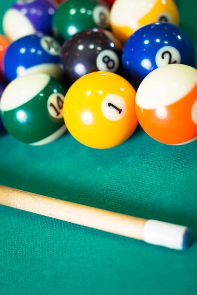 Billiard balls in a pool table — Stock Photo, Image