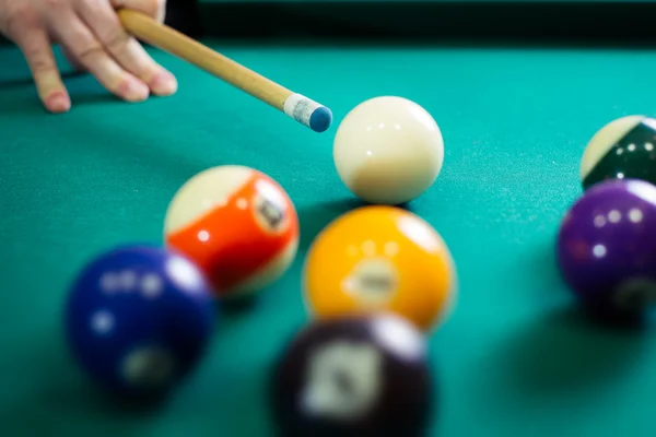 Billiard balls in a pool table — Stock Photo, Image