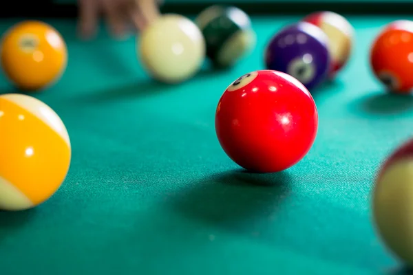 Billiard balls in a pool table — Stock Photo, Image