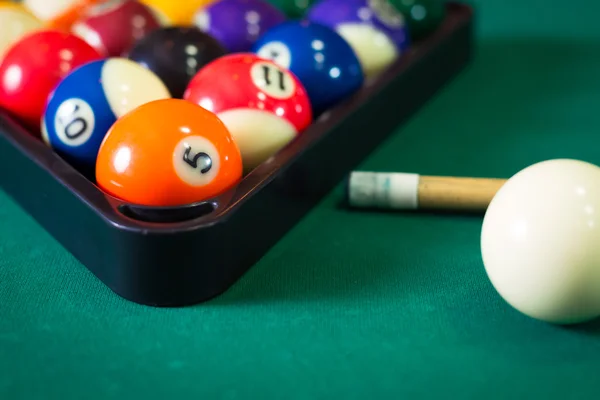 Billiard balls in a pool table — Stock Photo, Image