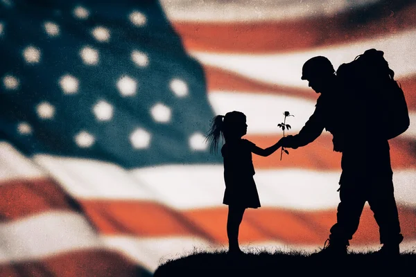 American soldier silhouette — Stock Photo, Image