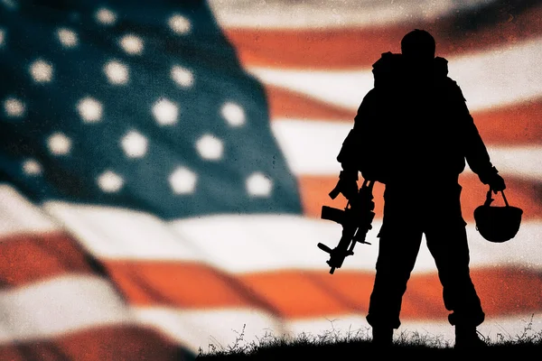 American soldier silhouette — Stock Photo, Image