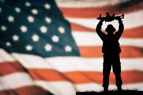 American soldier silhouette — Stock Photo, Image