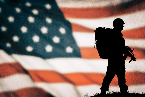 Amerykański żołnierz sylwetka — Zdjęcie stockowe