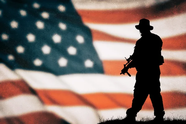 American soldier silhouette — Stock Photo, Image